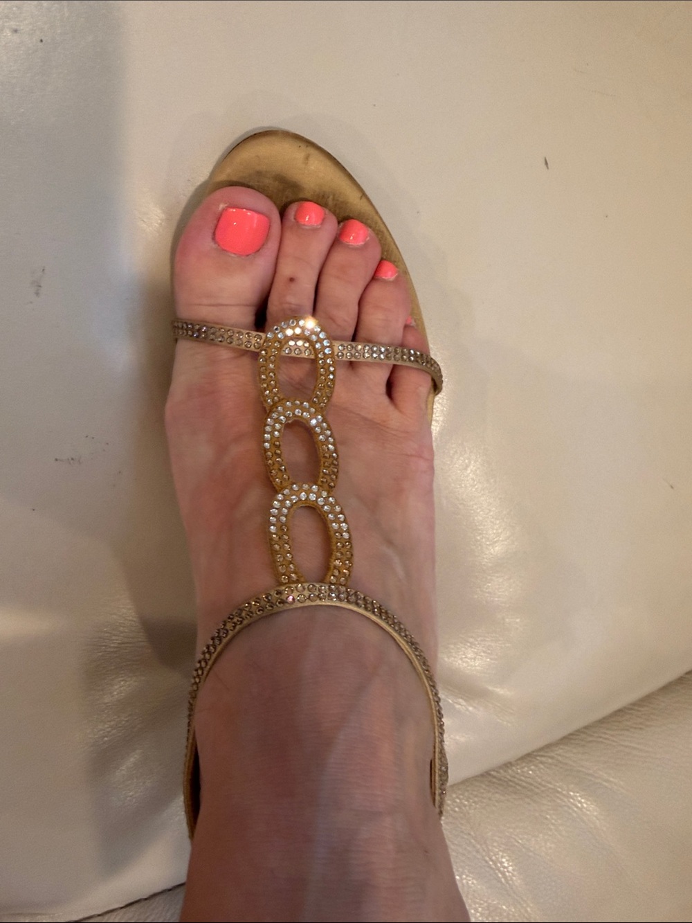 Gold Rhinestone T-Strap Women's Sandal - Elegant Summer Dress Shoe